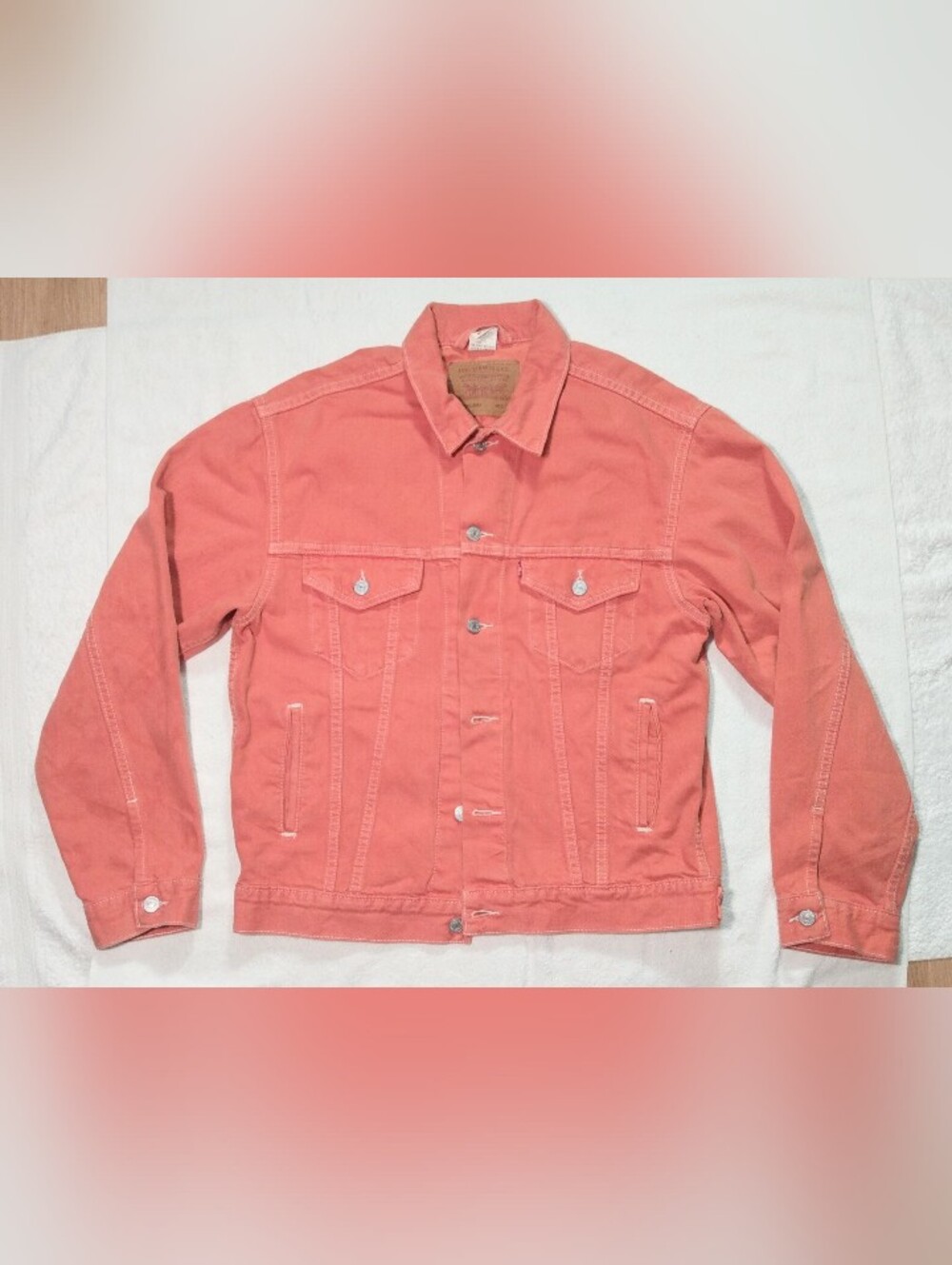 Vintage LEVIS Strauss Red Tab Type 3 Trucker ORANGE Jean Jacket - Men's M / L